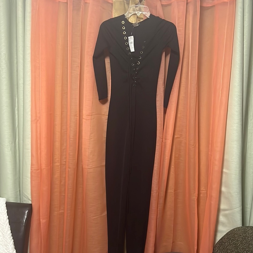 black tie up romper FASHION NOVA